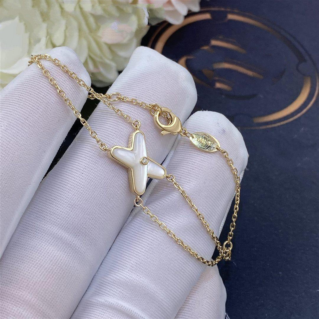 [Windsor Jewelry]JEUX BRACELET WHITE MOP GOLD 1 DIAMOND