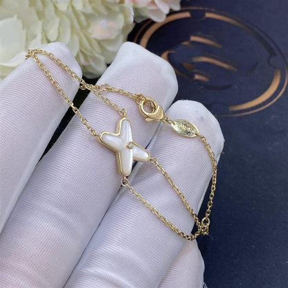 [Windsor Jewelry]JEUX BRACELET WHITE MOP GOLD 1 DIAMOND