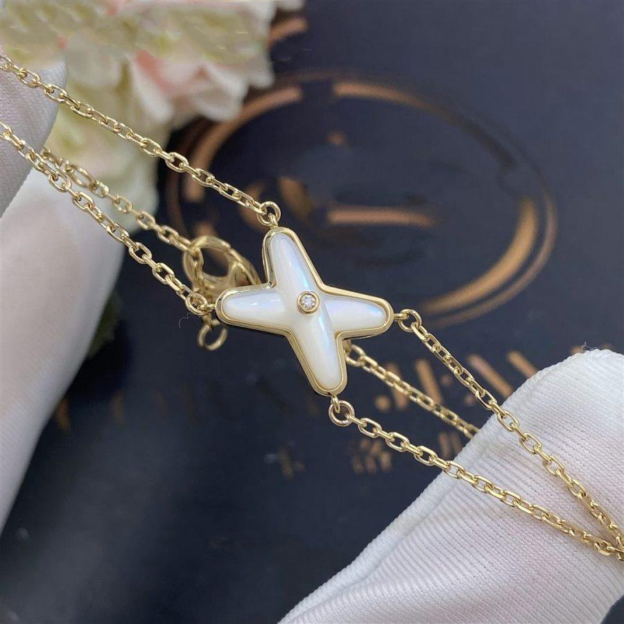 [Windsor Jewelry]JEUX BRACELET WHITE MOP GOLD 1 DIAMOND