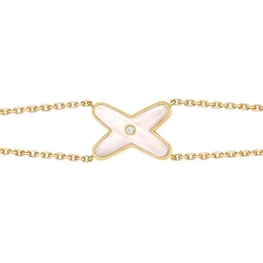 [Windsor Jewelry]JEUX BRACELET WHITE MOP GOLD 1 DIAMOND