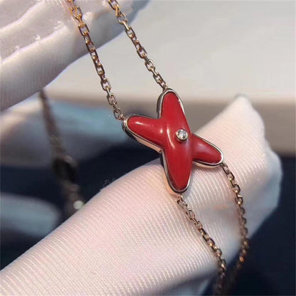 [Windsor Jewelry]JEUX BRACELET CARNELIAN PINK GOLD 1 DIAMOND