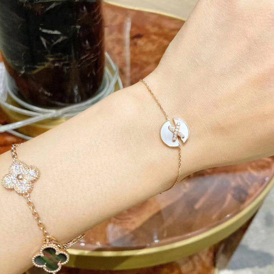 [Windsor Jewelry]JEUX DE BRACELET MOP PINK GOLD DIAMONDS