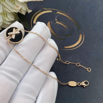 [Windsor Jewelry]JEUX DE BRACELET ONYX PINK GOLD DIAMOND