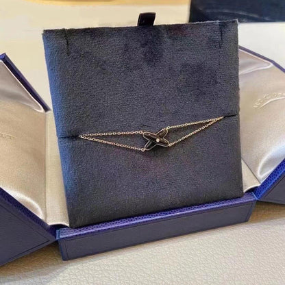 [Windsor Jewelry]JEUX BRACELET ONYX PINK GOLD 1 DIAMOND