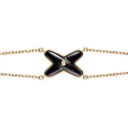 [Windsor Jewelry]JEUX BRACELET ONYX PINK GOLD 1 DIAMOND