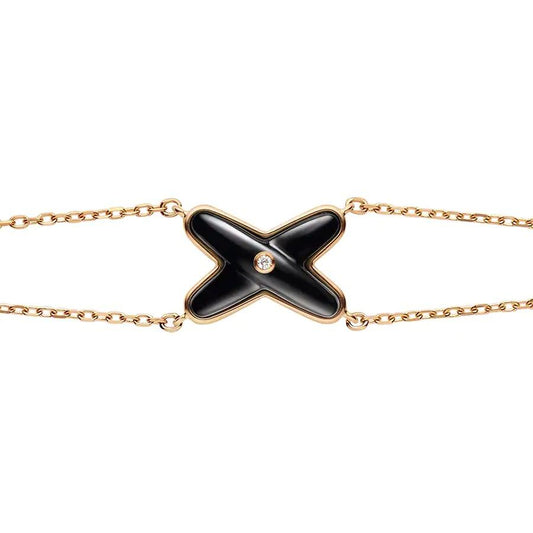 [Windsor Jewelry]JEUX BRACELET ONYX PINK GOLD 1 DIAMOND