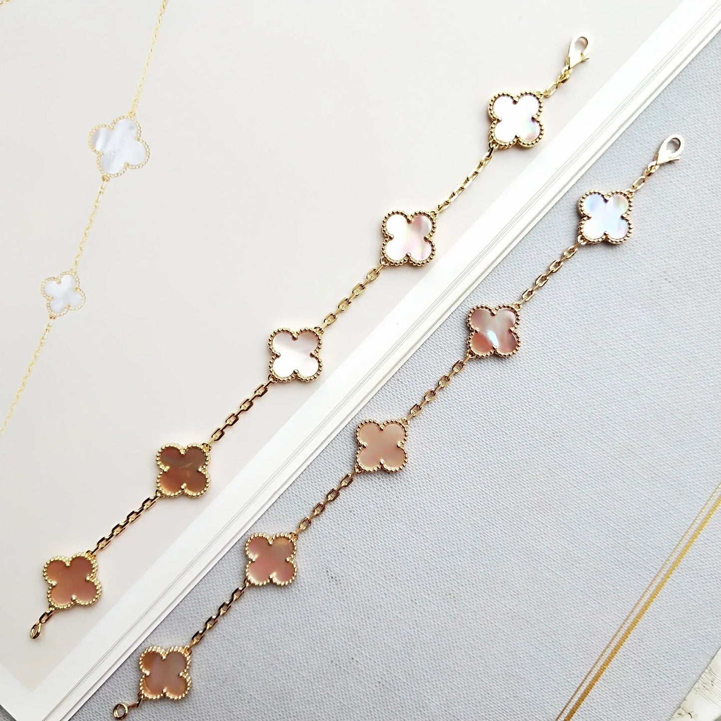 [Windsor Jewelry]CLOVER 5 PINK MOP BRACELET