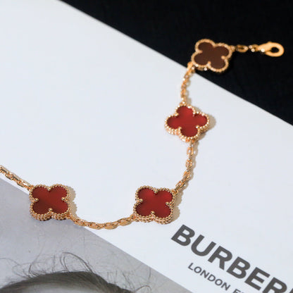 [Windsor Jewelry]CLOVER 5 MOTIFS RED AGATE  BRACELET