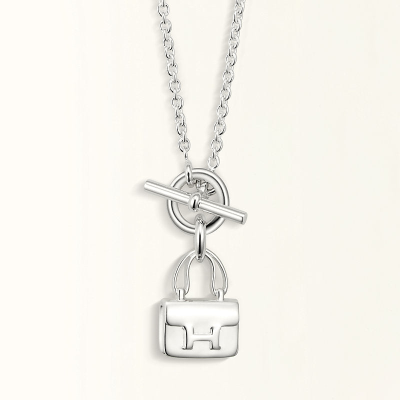 [Windsor Jewelry]POP H PEDANT SILVER NECKLACE
