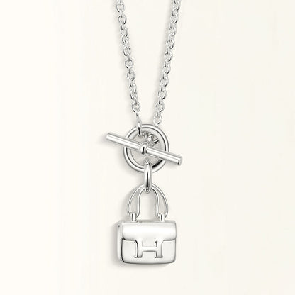 [Windsor Jewelry]POP H PEDANT SILVER NECKLACE