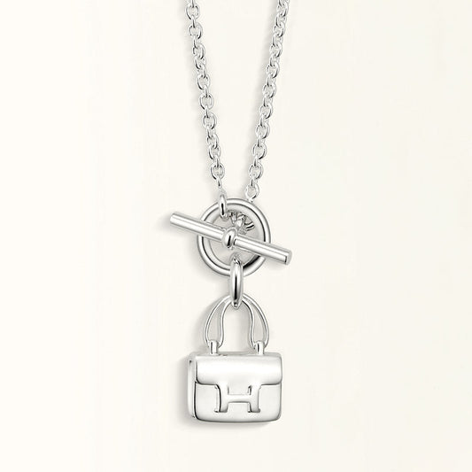 [Windsor Jewelry]POP H PEDANT SILVER NECKLACE