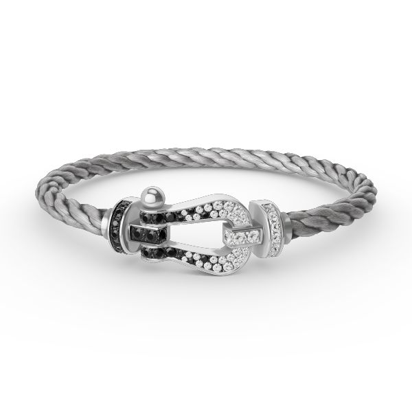 [Windsor Jewelry]FORCE LARGE HORSESHOE BLACK WHITE DIAMOND BRACELET SILVER