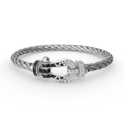 [Windsor Jewelry]FORCE LARGE HORSESHOE BLACK WHITE DIAMOND BRACELET SILVER