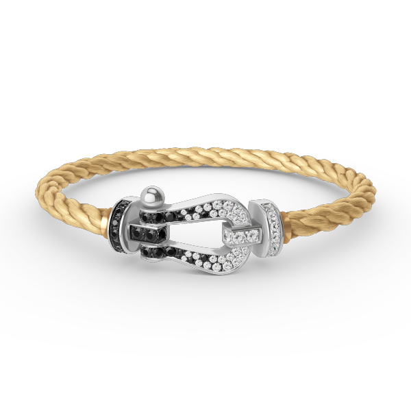 [Windsor Jewelry]FORCE LARGE HORSESHOE BLACK WHITE DIAMOND BRACELET SILVER