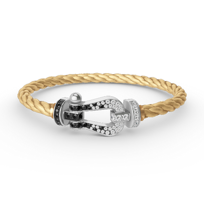 [Windsor Jewelry]FORCE LARGE HORSESHOE BLACK WHITE DIAMOND BRACELET SILVER