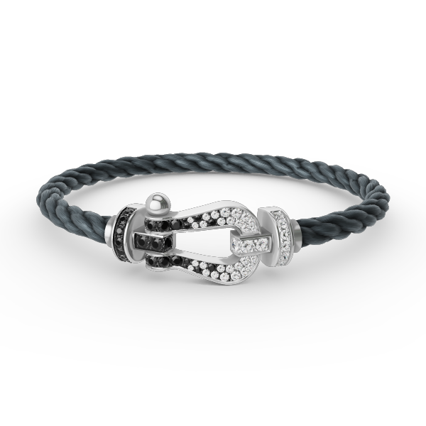 [Windsor Jewelry]FORCE LARGE HORSESHOE BLACK WHITE DIAMOND BRACELET SILVER