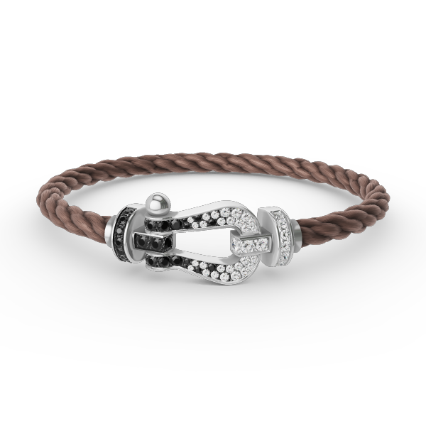 [Windsor Jewelry]FORCE LARGE HORSESHOE BLACK WHITE DIAMOND BRACELET SILVER