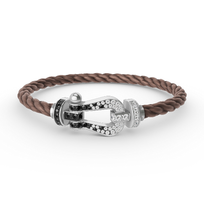 [Windsor Jewelry]FORCE LARGE HORSESHOE BLACK WHITE DIAMOND BRACELET SILVER
