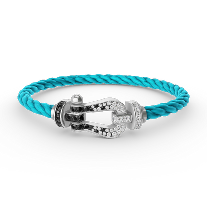 [Windsor Jewelry]FORCE LARGE HORSESHOE BLACK WHITE DIAMOND BRACELET SILVER