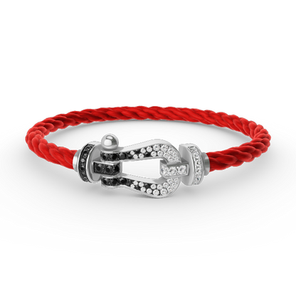 [Windsor Jewelry]FORCE LARGE HORSESHOE BLACK WHITE DIAMOND BRACELET SILVER