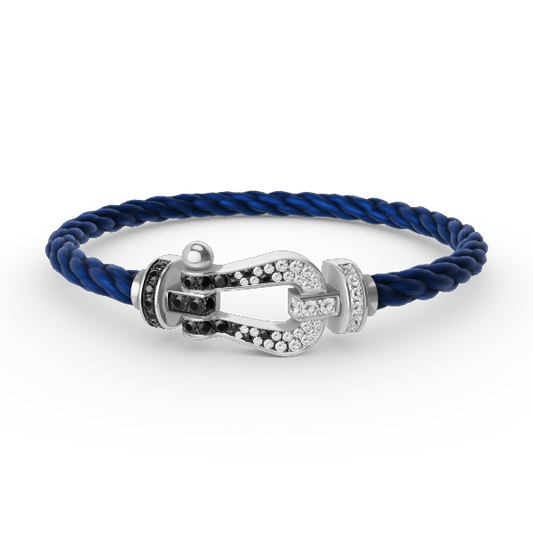 [Windsor Jewelry]FORCE LARGE HORSESHOE BLACK WHITE DIAMOND BRACELET SILVER
