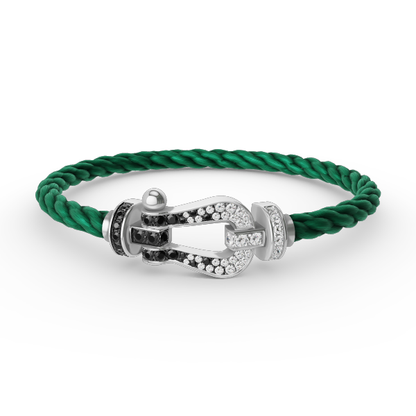 [Windsor Jewelry]FORCE LARGE HORSESHOE BLACK WHITE DIAMOND BRACELET SILVER