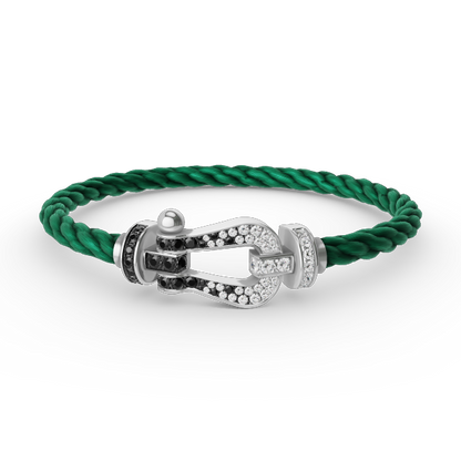 [Windsor Jewelry]FORCE LARGE HORSESHOE BLACK WHITE DIAMOND BRACELET SILVER