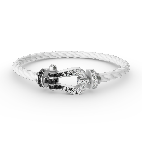 [Windsor Jewelry]FORCE LARGE HORSESHOE BLACK WHITE DIAMOND BRACELET SILVER