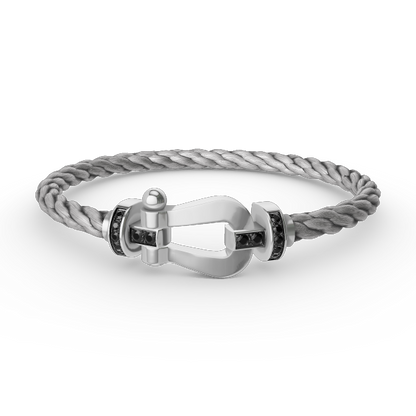[Windsor Jewelry]FORCE LARGE HORSESHOE BLACK DIAMOND BRACELET SILVER