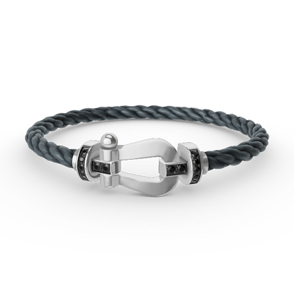 [Windsor Jewelry]FORCE LARGE HORSESHOE BLACK DIAMOND BRACELET SILVER