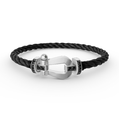 [Windsor Jewelry]FORCE LARGE HORSESHOE BLACK DIAMOND BRACELET SILVER
