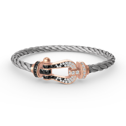 [Windsor Jewelry]FORCE LARGE HORSESHOE BLACK WHITE DIAMOND BRACELET ROSE GOLD