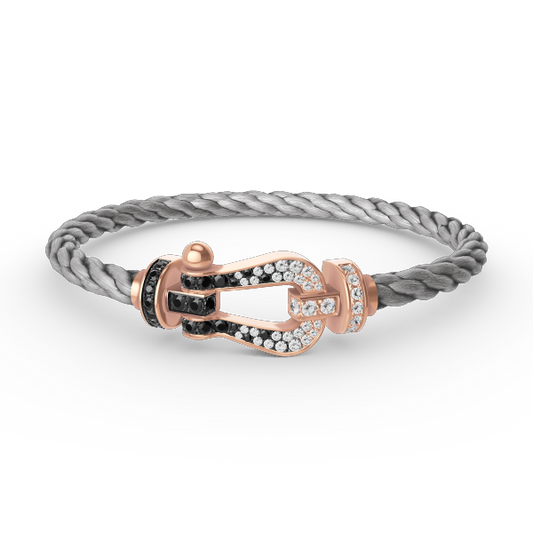 [Windsor Jewelry]FORCE LARGE HORSESHOE BLACK WHITE DIAMOND BRACELET ROSE GOLD