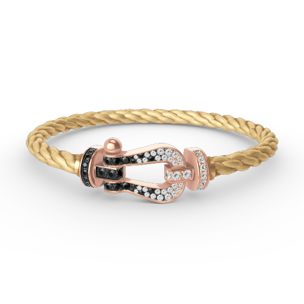 [Windsor Jewelry]FORCE LARGE HORSESHOE BLACK WHITE DIAMOND BRACELET ROSE GOLD