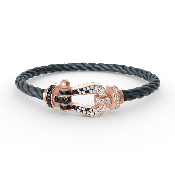 [Windsor Jewelry]FORCE LARGE HORSESHOE BLACK WHITE DIAMOND BRACELET ROSE GOLD