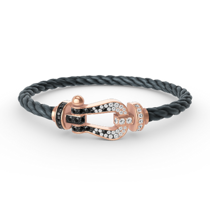 [Windsor Jewelry]FORCE LARGE HORSESHOE BLACK WHITE DIAMOND BRACELET ROSE GOLD