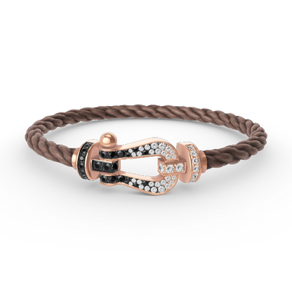 [Windsor Jewelry]FORCE LARGE HORSESHOE BLACK WHITE DIAMOND BRACELET ROSE GOLD