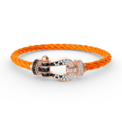 [Windsor Jewelry]FORCE LARGE HORSESHOE BLACK WHITE DIAMOND BRACELET ROSE GOLD