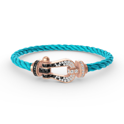 [Windsor Jewelry]FORCE LARGE HORSESHOE BLACK WHITE DIAMOND BRACELET ROSE GOLD