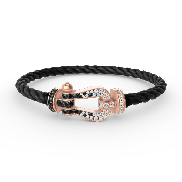 [Windsor Jewelry]FORCE LARGE HORSESHOE BLACK WHITE DIAMOND BRACELET ROSE GOLD