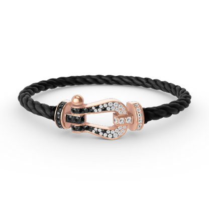 [Windsor Jewelry]FORCE LARGE HORSESHOE BLACK WHITE DIAMOND BRACELET ROSE GOLD