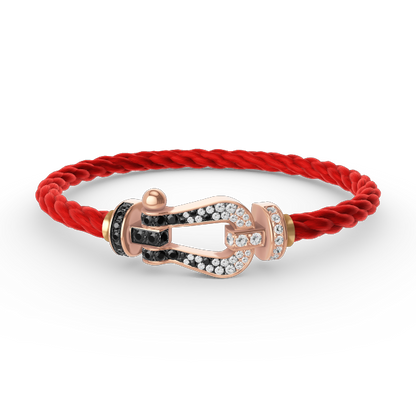 [Windsor Jewelry]FORCE LARGE HORSESHOE BLACK WHITE DIAMOND BRACELET ROSE GOLD