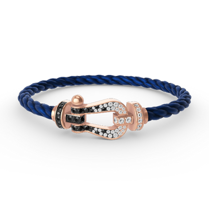 [Windsor Jewelry]FORCE LARGE HORSESHOE BLACK WHITE DIAMOND BRACELET ROSE GOLD