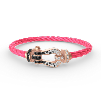 [Windsor Jewelry]FORCE LARGE HORSESHOE BLACK WHITE DIAMOND BRACELET ROSE GOLD