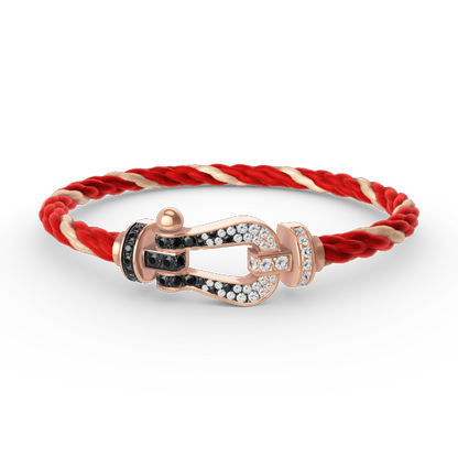 [Windsor Jewelry]FORCE LARGE HORSESHOE BLACK WHITE DIAMOND BRACELET ROSE GOLD