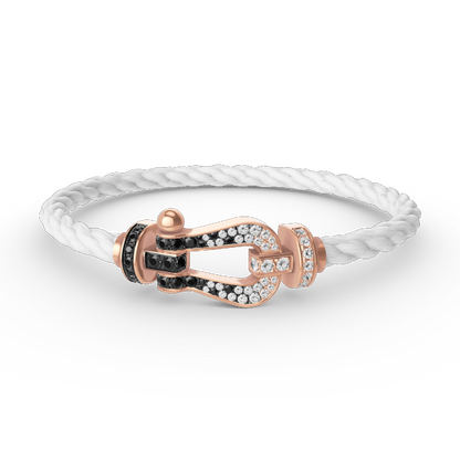 [Windsor Jewelry]FORCE LARGE HORSESHOE BLACK WHITE DIAMOND BRACELET ROSE GOLD