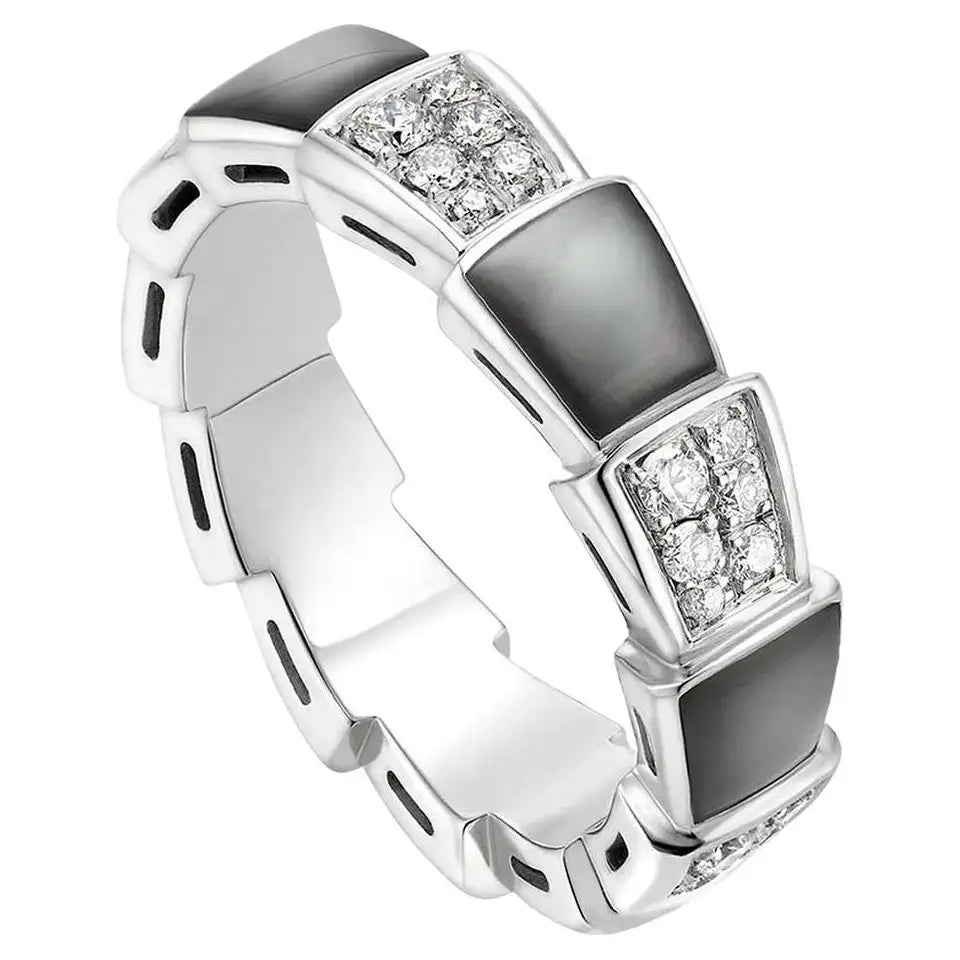 [Windsor Jewelry]SERPENTI RING SILVER DIAMOND BLACK MOP 4MM