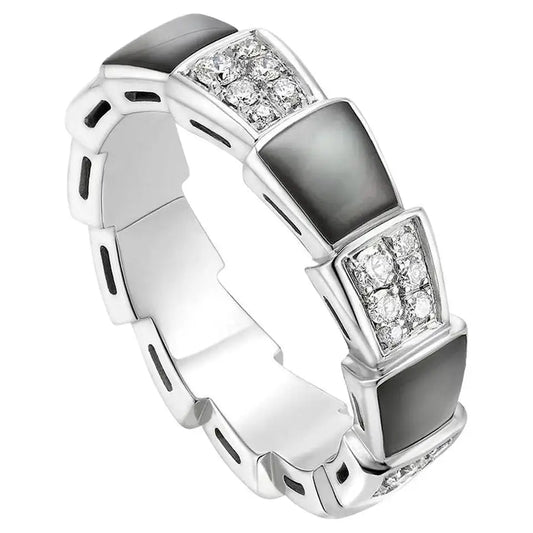 [Windsor Jewelry]SERPENTI RING SILVER DIAMOND BLACK MOP 4MM
