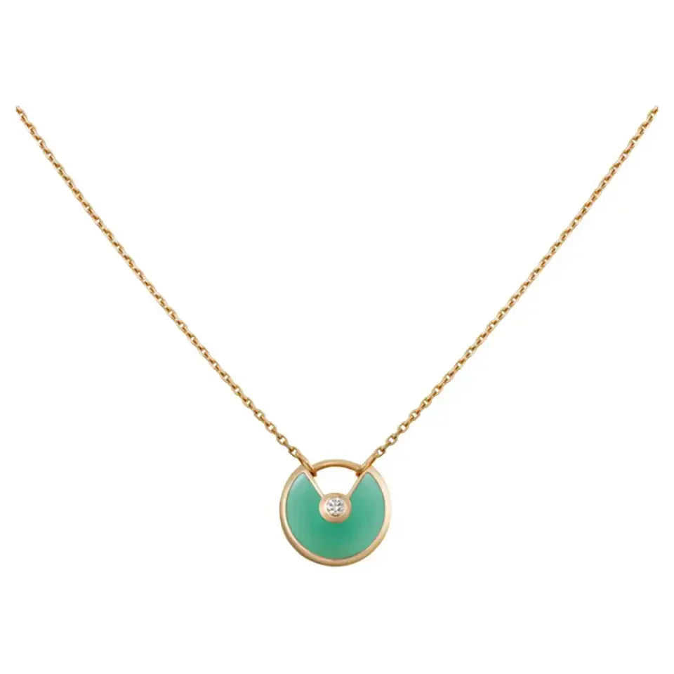 [Windsor Jewelry]AMULETTE GOLD MALACHITE NECKLACE
