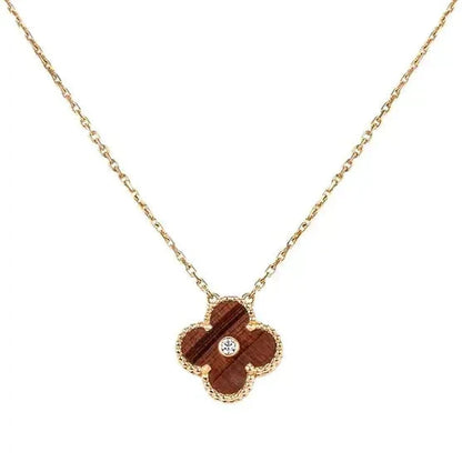 [Windsor Jewelry]CLOVER 15MM DIAMOND AND YELLOW TIGER'S EYE AGATE necklace